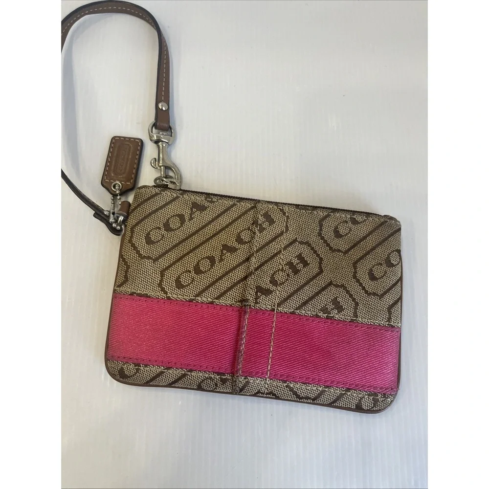 Coach Small Wristlet Wallet Brown and Tan 